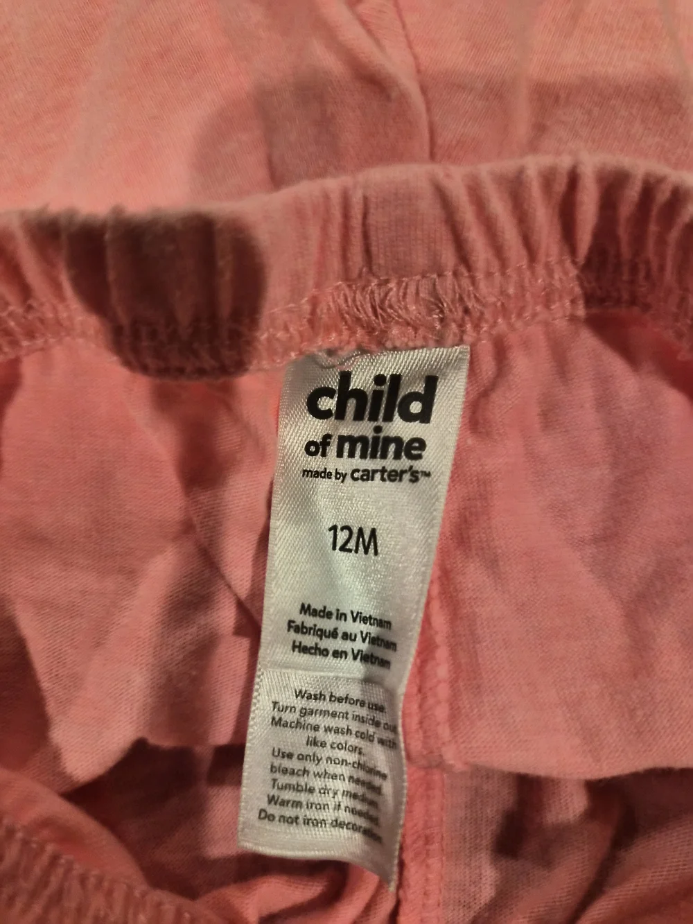 Carter's Soft Pink Girls Cotton Stretch Leggings Pants Sz 12 Months